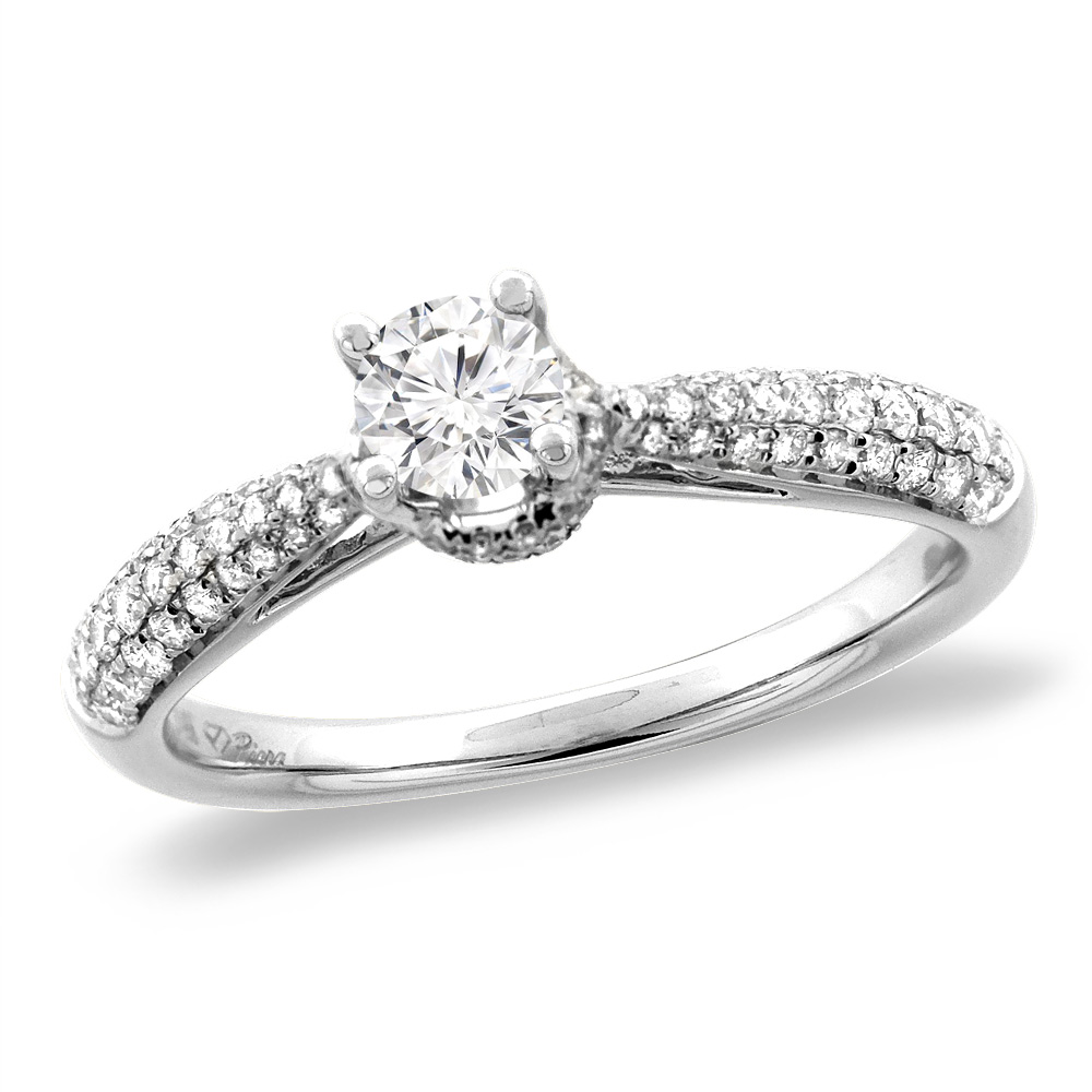 14K White/Yellow Gold 0.93 cttw Genuine Diamond Engagement Ring Round 5 mm, sizes 5-10
