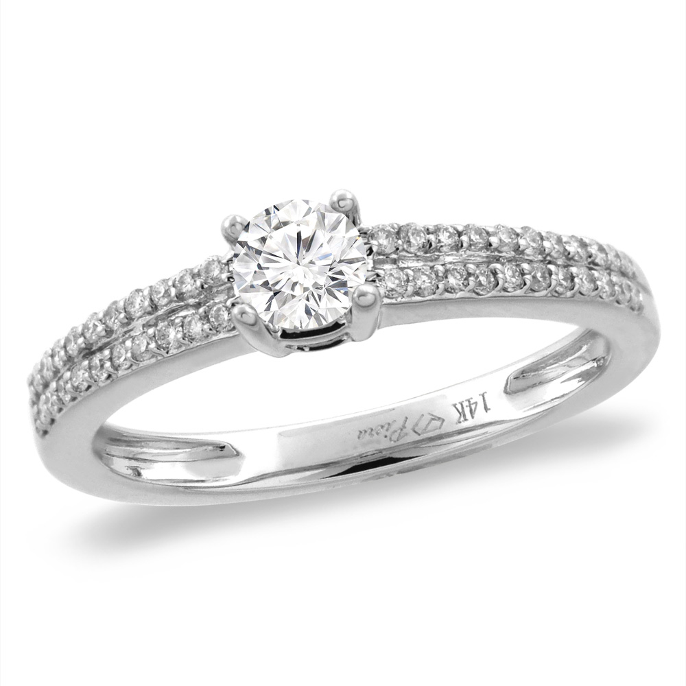 14K White/Yellow Gold 0.54 cttw Genuine Diamond Engagement Ring Round 4.5 mm, sizes 5-10
