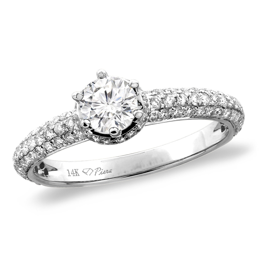 14K White/Yellow Gold 0.84 cttw Genuine Diamond Engagement Ring Round 4.5 mm, sizes 5-10