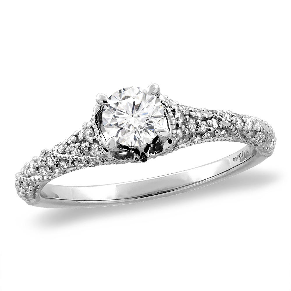 14K White/Yellow Gold 0.66 cttw Genuine Diamond Engagement Ring, sizes 5 -10