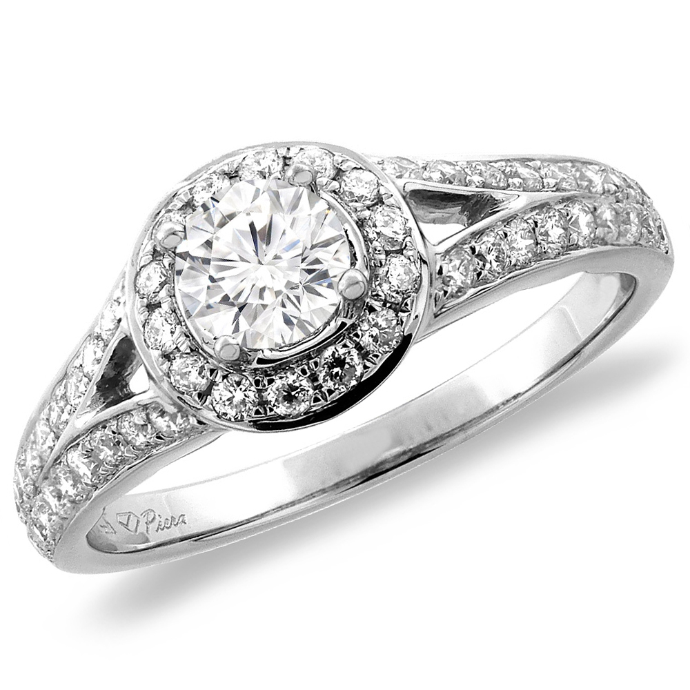 14K White/Yellow Gold 0.77 cttw Genuine Diamond Halo Engagement Ring, sizes 5 -10