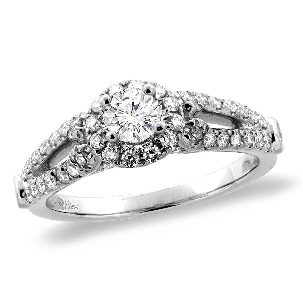 14K White/Yellow Gold 0.83 cttw Genuine Diamond Halo Engagement Ring, sizes 5 -10