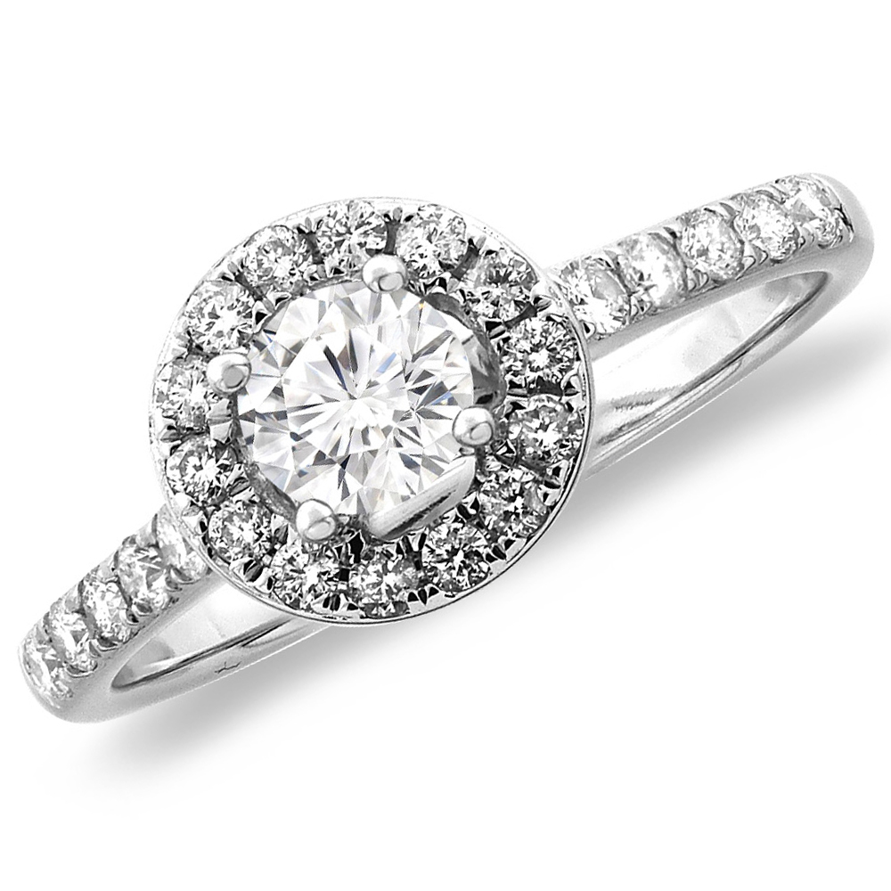 14K White/Yellow Gold 0.63 cttw Genuine Diamond Halo Engagement Ring, sizes 5 -10