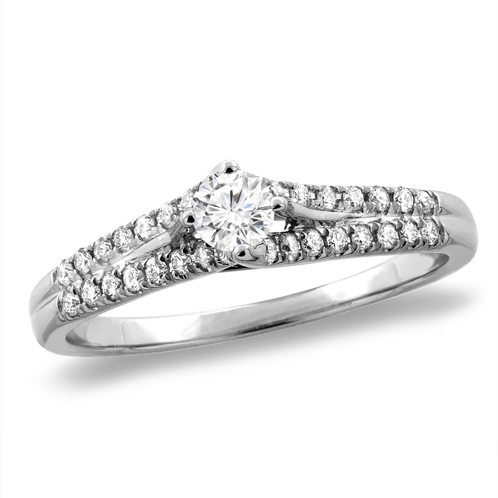 14K White/Yellow Gold 0.44 cttw Genuine Diamond Engagement Ring, sizes 5 -10