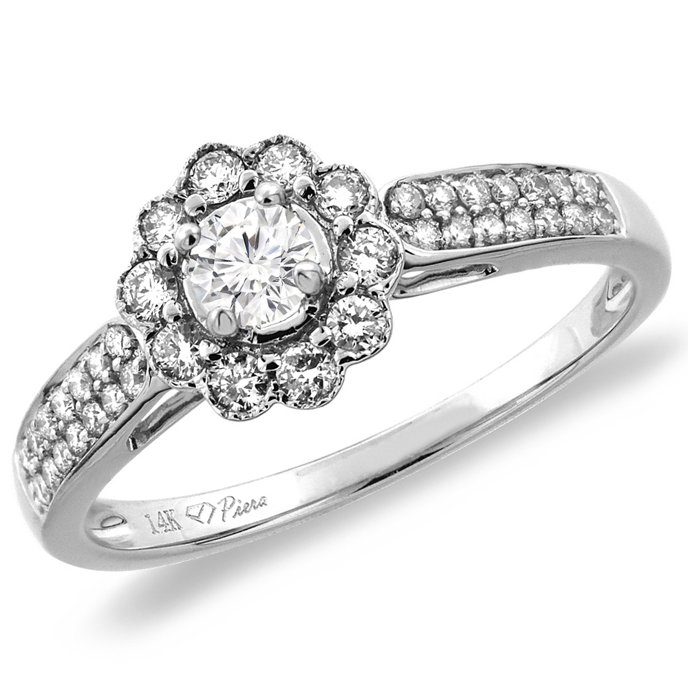 14K White/Yellow Gold 0.5 cttw Genuine Diamond Engagement Ring, sizes 5 -10