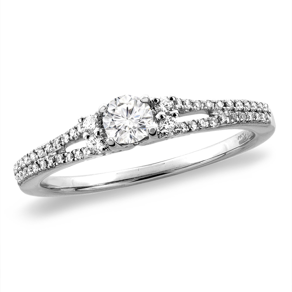 14K White/Yellow Gold 0.39 cttw Genuine Diamond Engagement Ring, sizes 5 -10