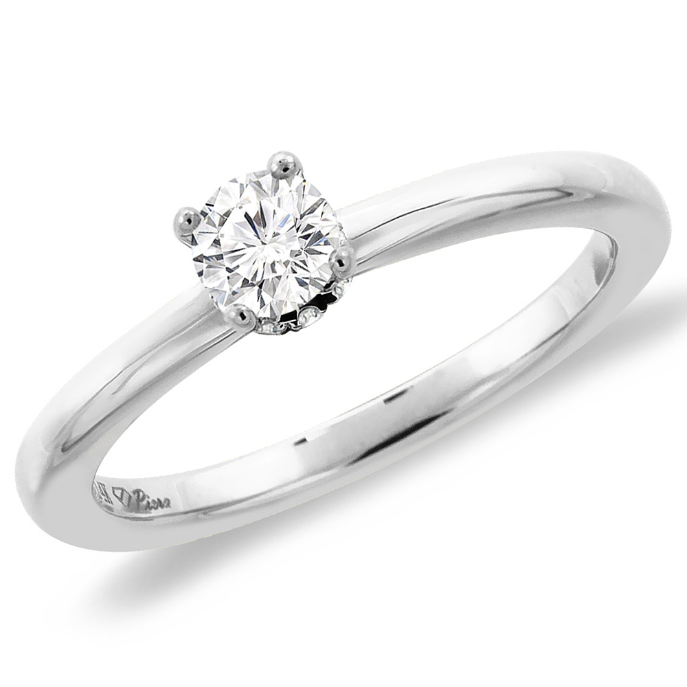 14K White Gold 0.31 cttw Genuine Diamond Solitaire Engagement Ring, sizes 5 -10