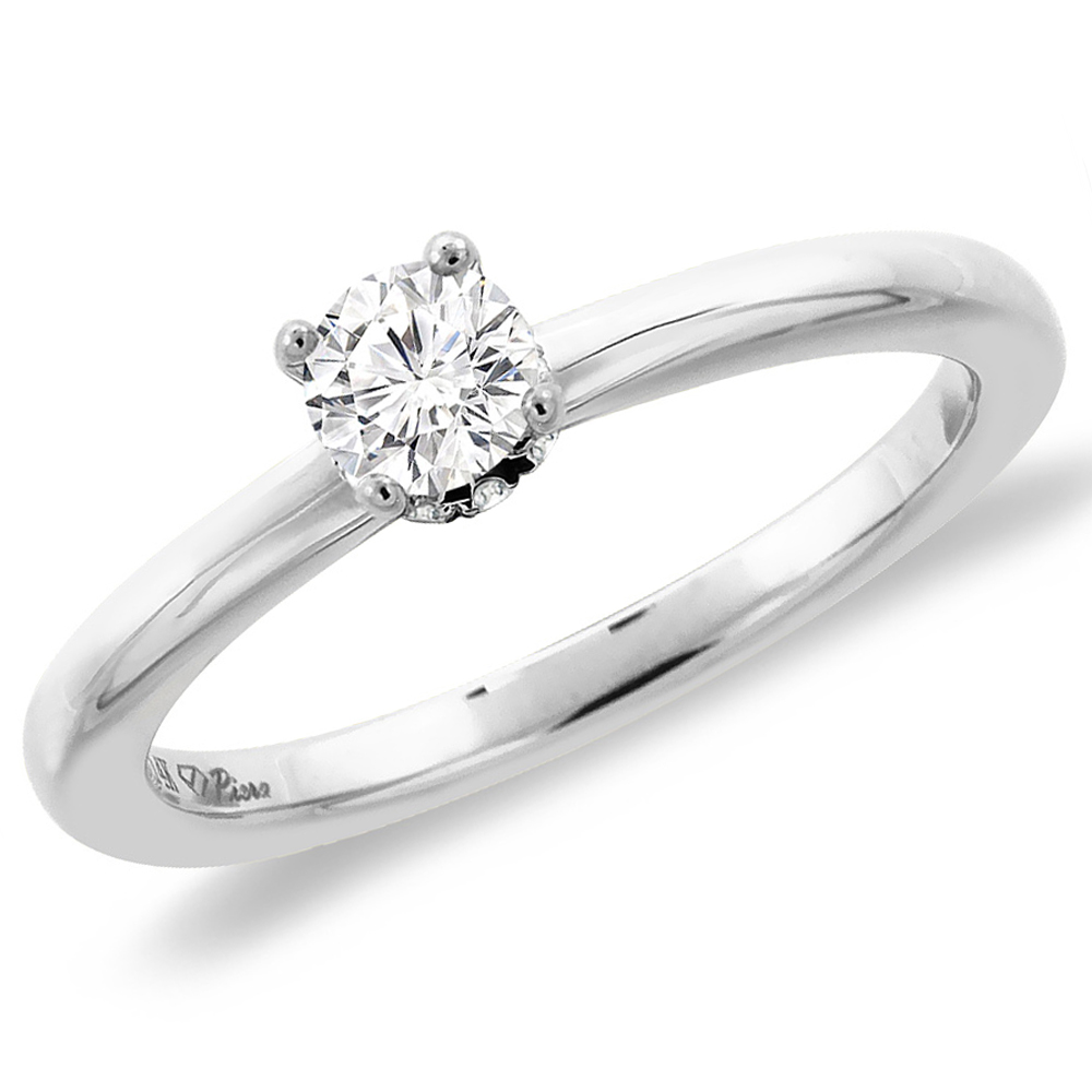 14K White Gold 0.56 cttw Genuine Diamond Solitaire Engagement Ring, sizes 5 -10