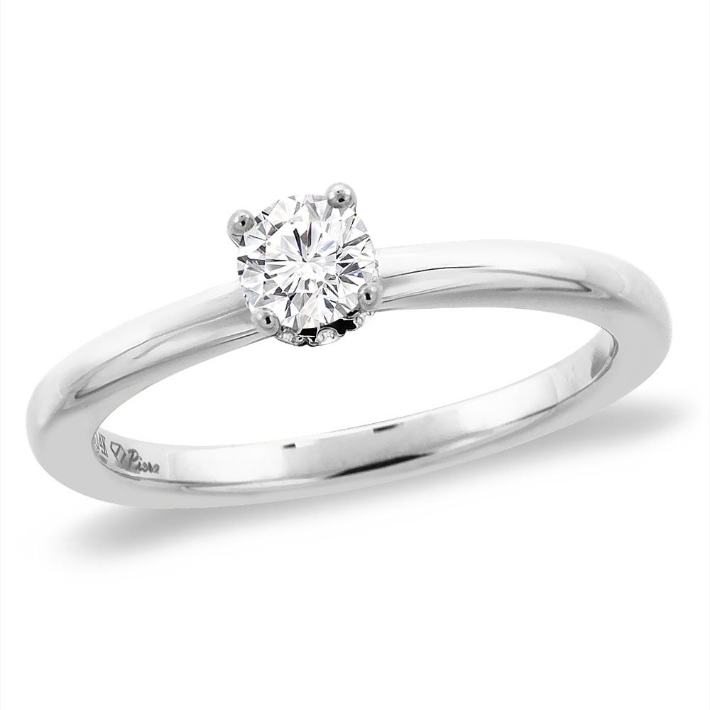 14K White Gold 0.8 cttw Genuine Diamond Solitaire Engagement Ring, sizes 5 -10