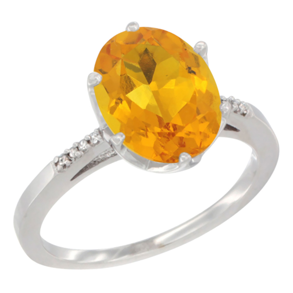 10K Yellow Gold Natural Citrine Engagement Ring 10x8 mm Oval, sizes 5 - 10