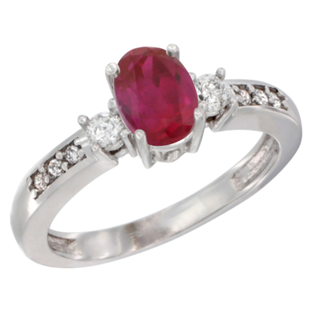 10K Yellow Gold Diamond High Quality Natural Ruby Engagement Ring Oval 7x5 mm, sizes 5 - 10
