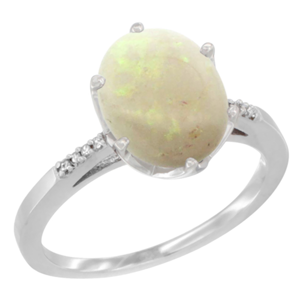 14K Yellow Gold Natural Opal Engagement Ring 10x8 mm Oval, sizes 5 - 10