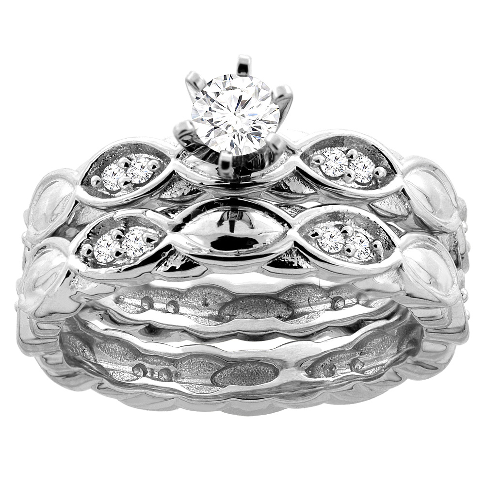 14K White Gold 0.47 cttw. Round Diamond 2-piece Bridal Ring Set, sizes 5 - 10