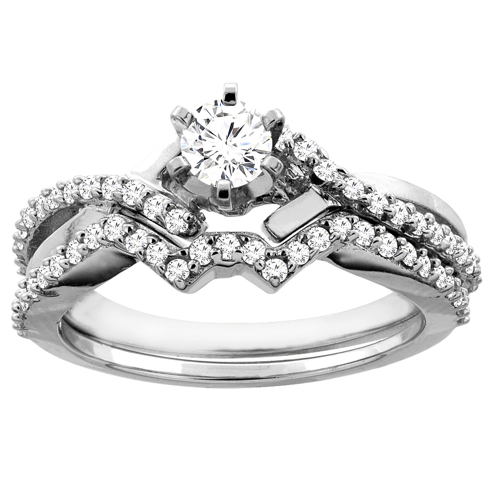 14K Gold 0.60 cttw. Round Diamond 2-piece Bridal Ring Set, sizes 5 - 10