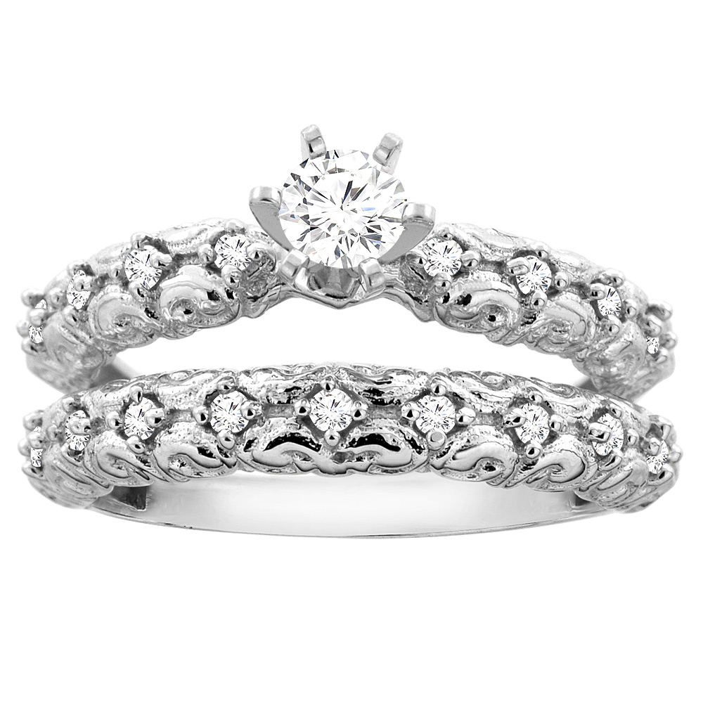 10K Gold 0.41 cttw. Round Diamond 2-piece Bridal Ring Set, sizes 5 - 10