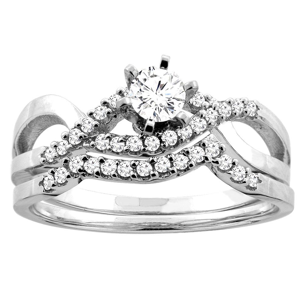 14K White Gold 0.45 cttw. Round Diamond 2-piece Bridal Ring Set, sizes 5 - 10