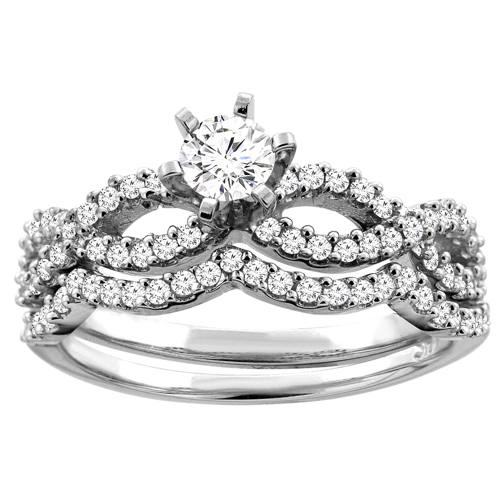 14K Gold Eternity 0.76 cttw. Round Diamond 2-piece Bridal Ring Set, sizes 5 - 10
