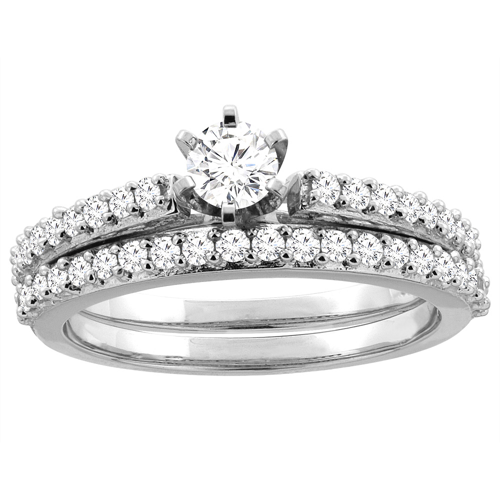 10K White Gold 0.85 cttw Diamond 2-piece Bridal Ring Set, sizes 5 - 10