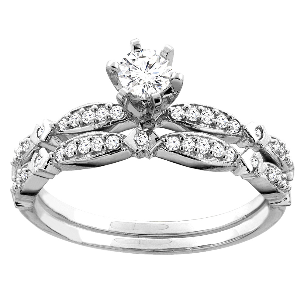 10K Gold 0.52 cttw. Round Diamond 2-piece Bridal Ring Set, sizes 5 - 10