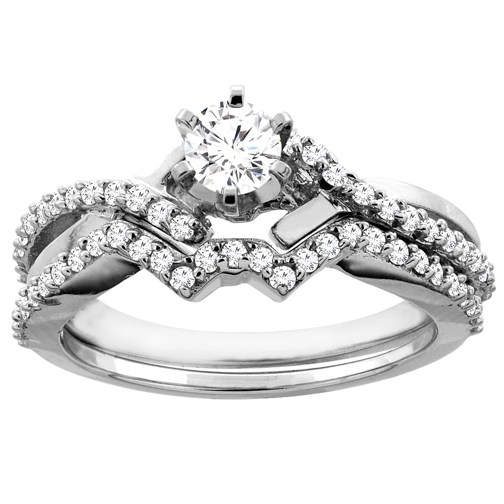 14K Gold 0.70 cttw. Round Diamond 2-piece Bridal Ring Set, sizes 5 - 10