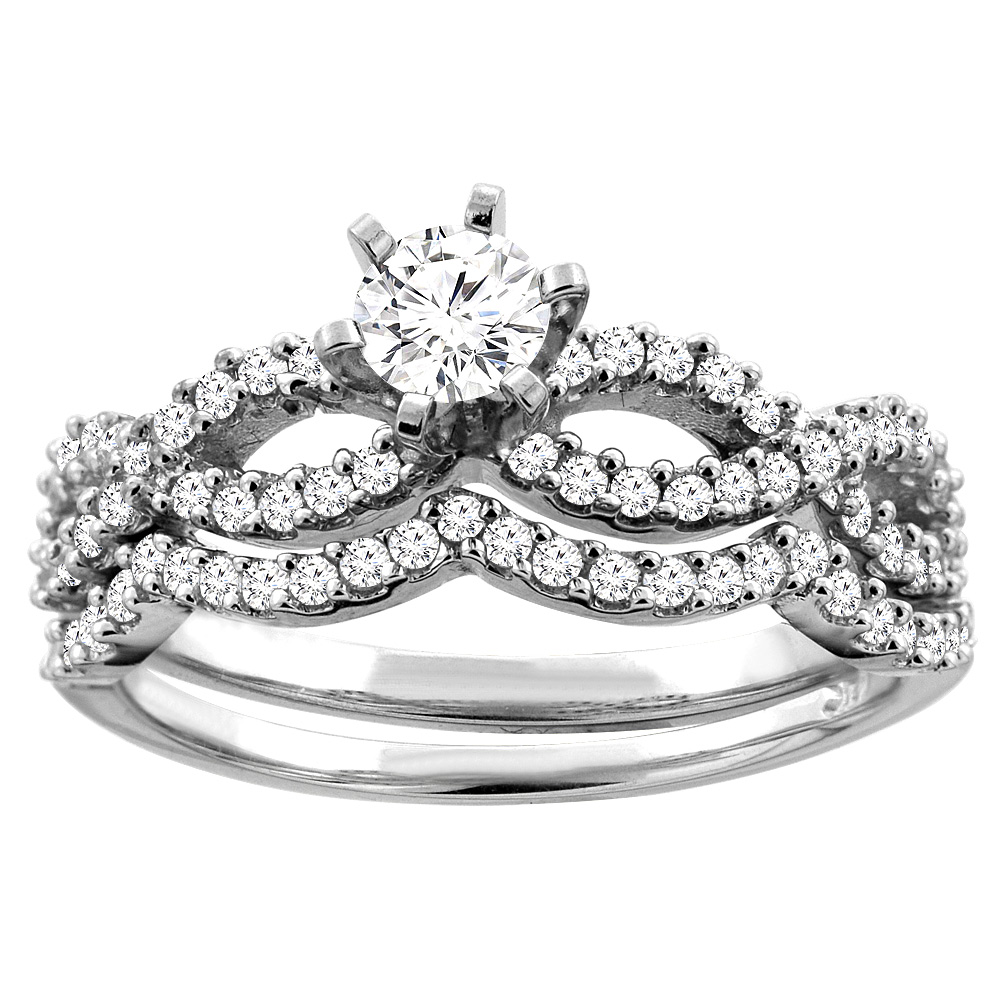 14K Gold Eternity 0.86 cttw. Round Diamond 2-piece Bridal Ring Set, sizes 5 - 10