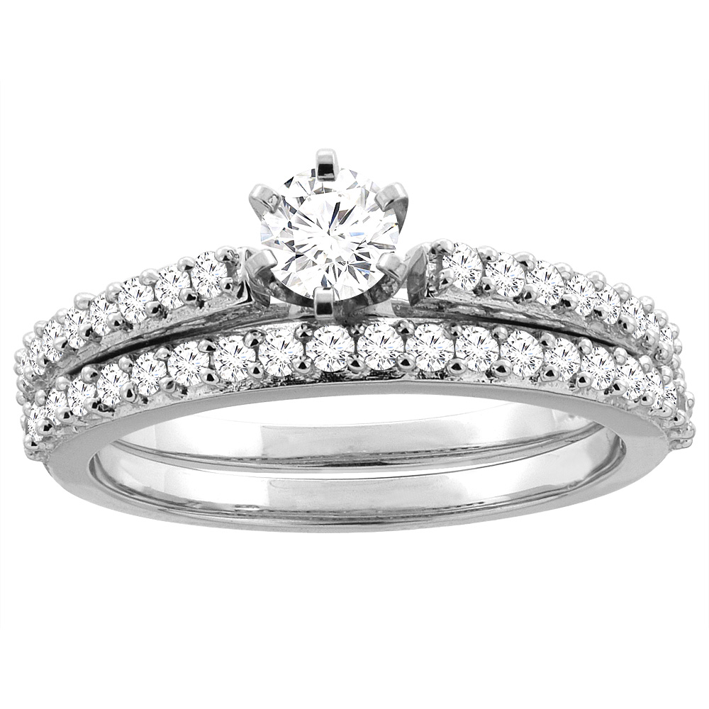 14K White Gold 0.95 cttw Diamond 2-piece Bridal Ring Set, sizes 5 - 10