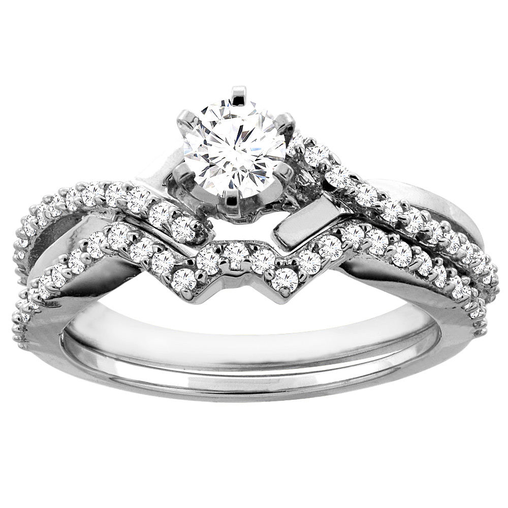 14K Gold 0.80 cttw. Round Diamond 2-piece Bridal Ring Set, sizes 5 - 10
