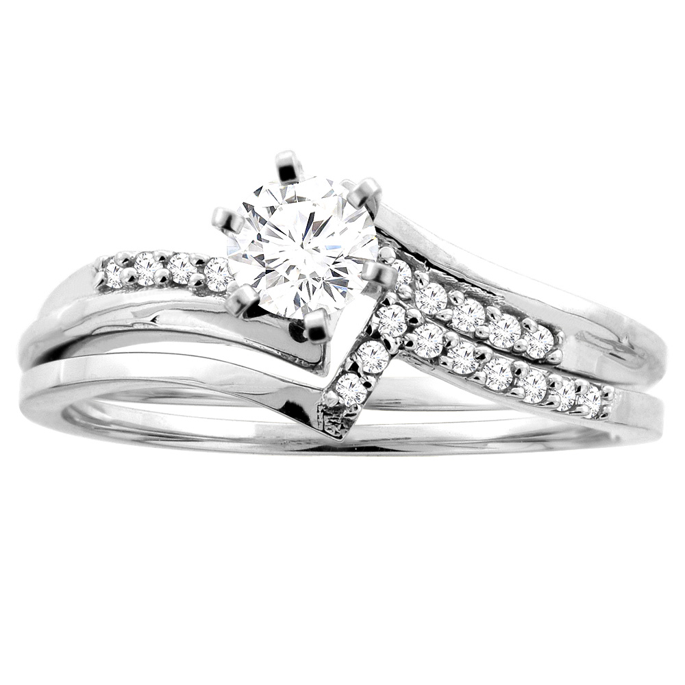 14K Gold 0.52 cttw. Round Diamond 2-piece Bridal Ring Set, sizes 5 - 10