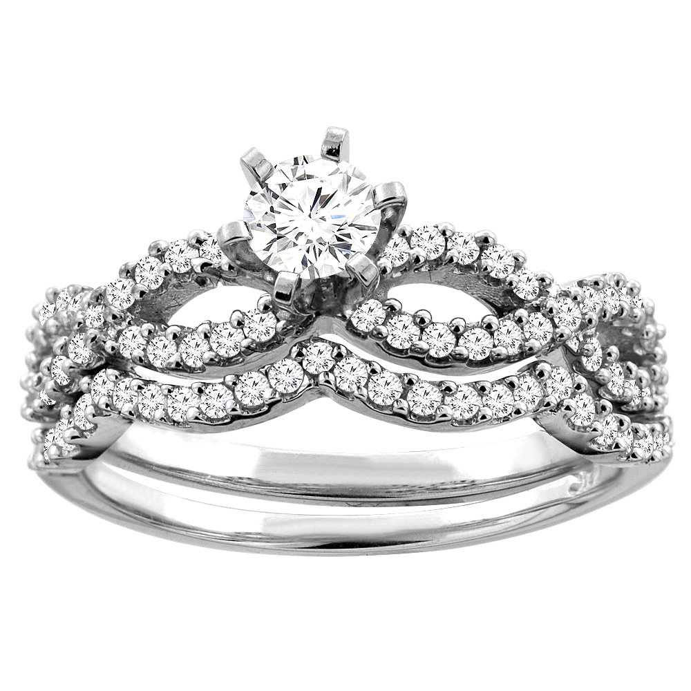 10K Gold Eternity 0.96 cttw. Round Diamond 2-piece Bridal Ring Set, sizes 5 - 10