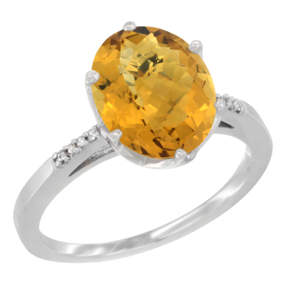 14K Yellow Gold Natural Whisky Quartz Engagement Ring 10x8 mm Oval, sizes 5 - 10