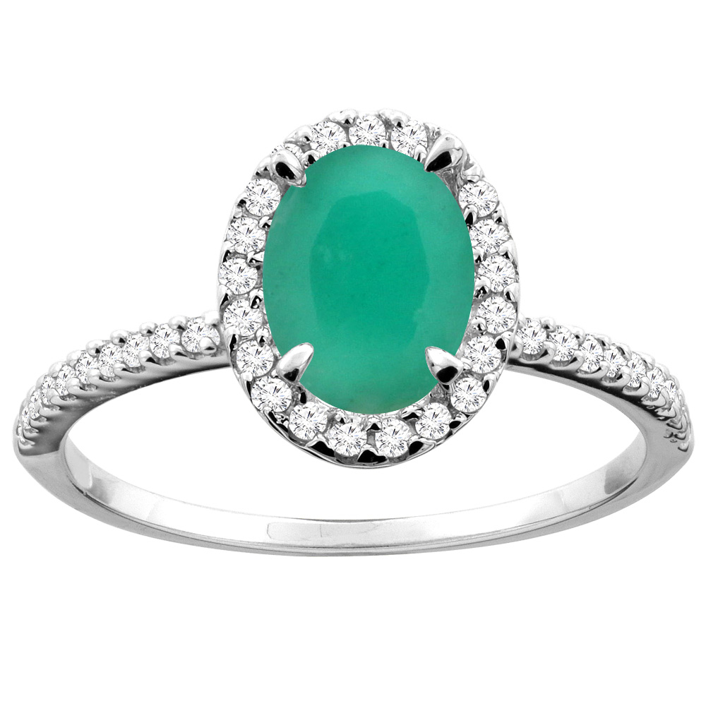 14K White/Yellow Gold Diamond Natural Quality Emerald Engagement Ring Oval 8x6mm, size 5 - 10