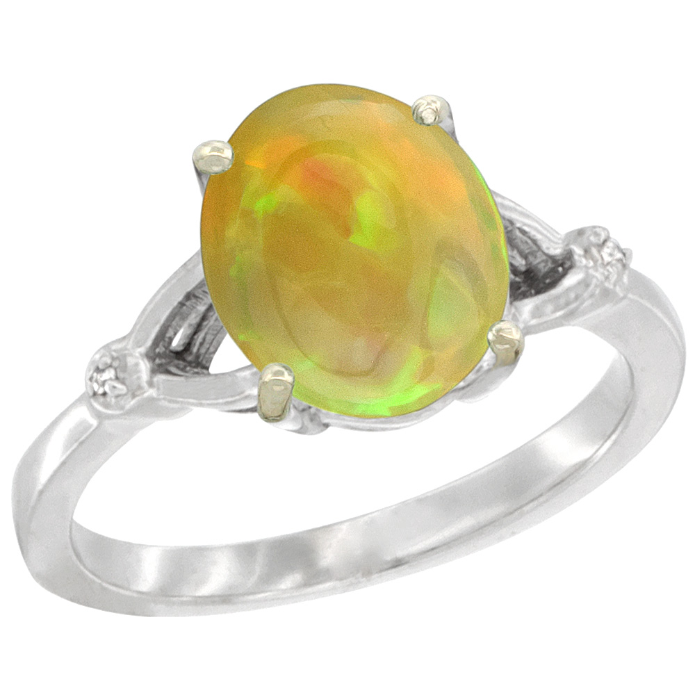 10K YELLOW GOLD SIMPLE LARGE 4 PRONG 10X8MM OVAL ETHIOPIAN OPAL ENGAGEMENT RING FOR WOMEN SIZES 6-10