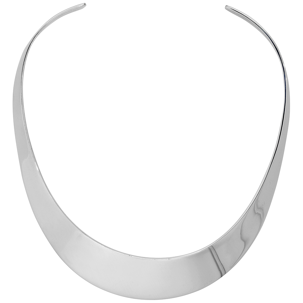 STERLING SILVER LARGE CHOKER COLLAR NECKLACE HANDMADE 1 1/2 INCH WIDE