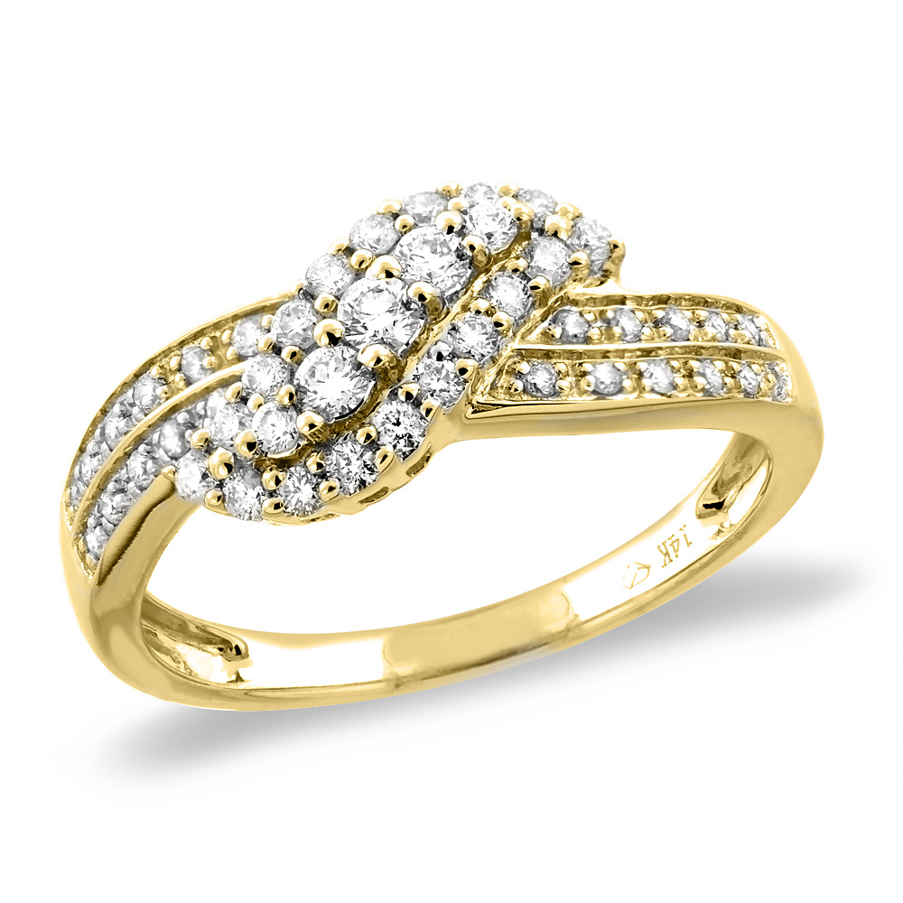 14K White/Yellow Gold 0.4 cttw Genuine Diamond Engagement Ring Wavy, sizes 5 - 10