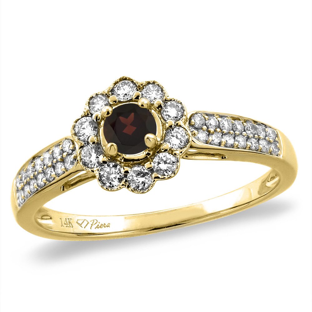 14K Yellow Gold Natural Garnet Engagement Ring Round 4 mm, sizes 5 -10