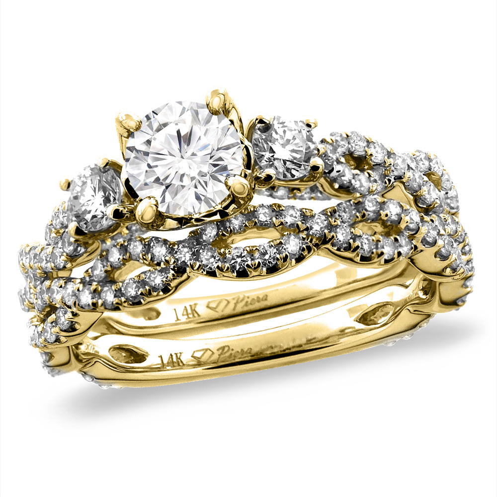 14K Yellow Gold 1.71 cttw Genuine Diamond 2pc Infinity Engagement Ring Set, sizes 5-10