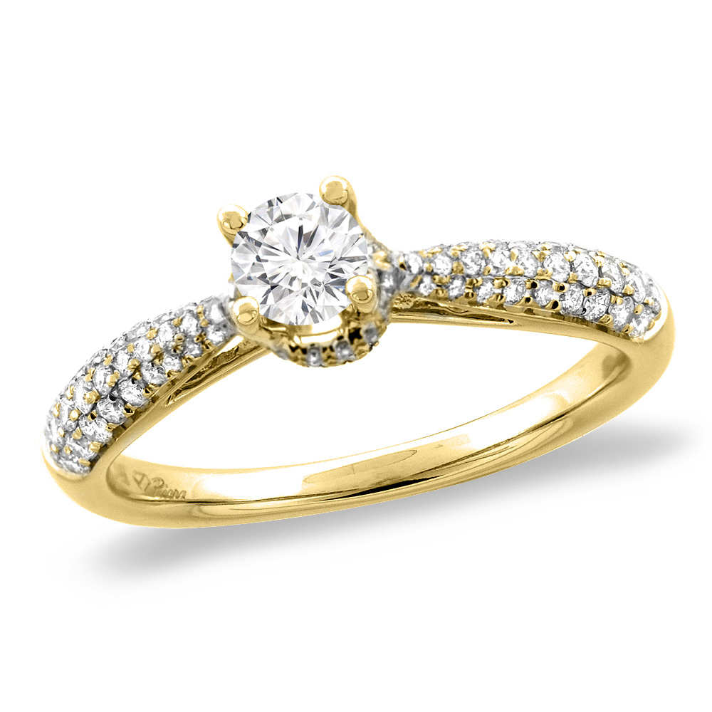 14K White/Yellow Gold 0.93 cttw Genuine Diamond Engagement Ring, sizes 5-10