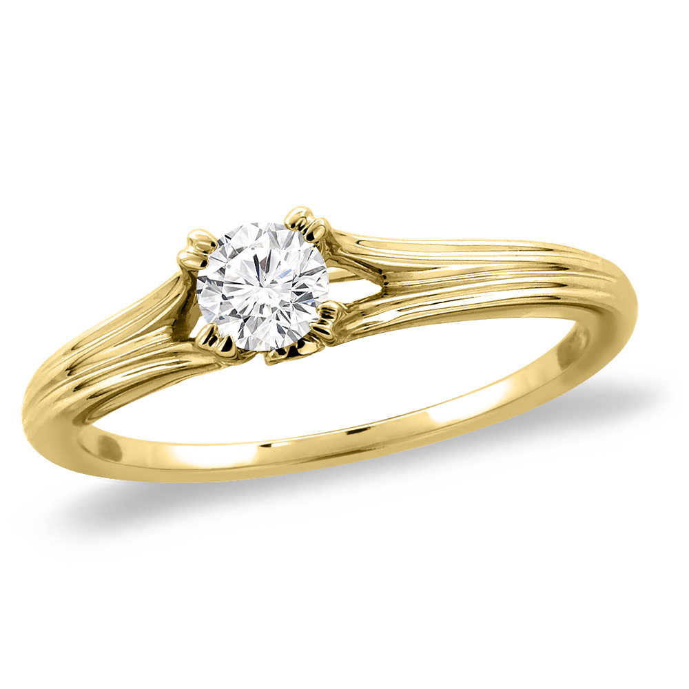 14K Yellow Gold 0.28 cttw Genuine Diamond Solitaire Engagement Ring, sizes 5 -10