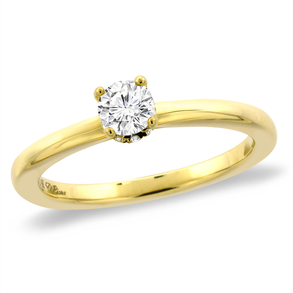 14K Yellow Gold 0.8 cttw Genuine Diamond Solitaire Engagement Ring, sizes 5 -10
