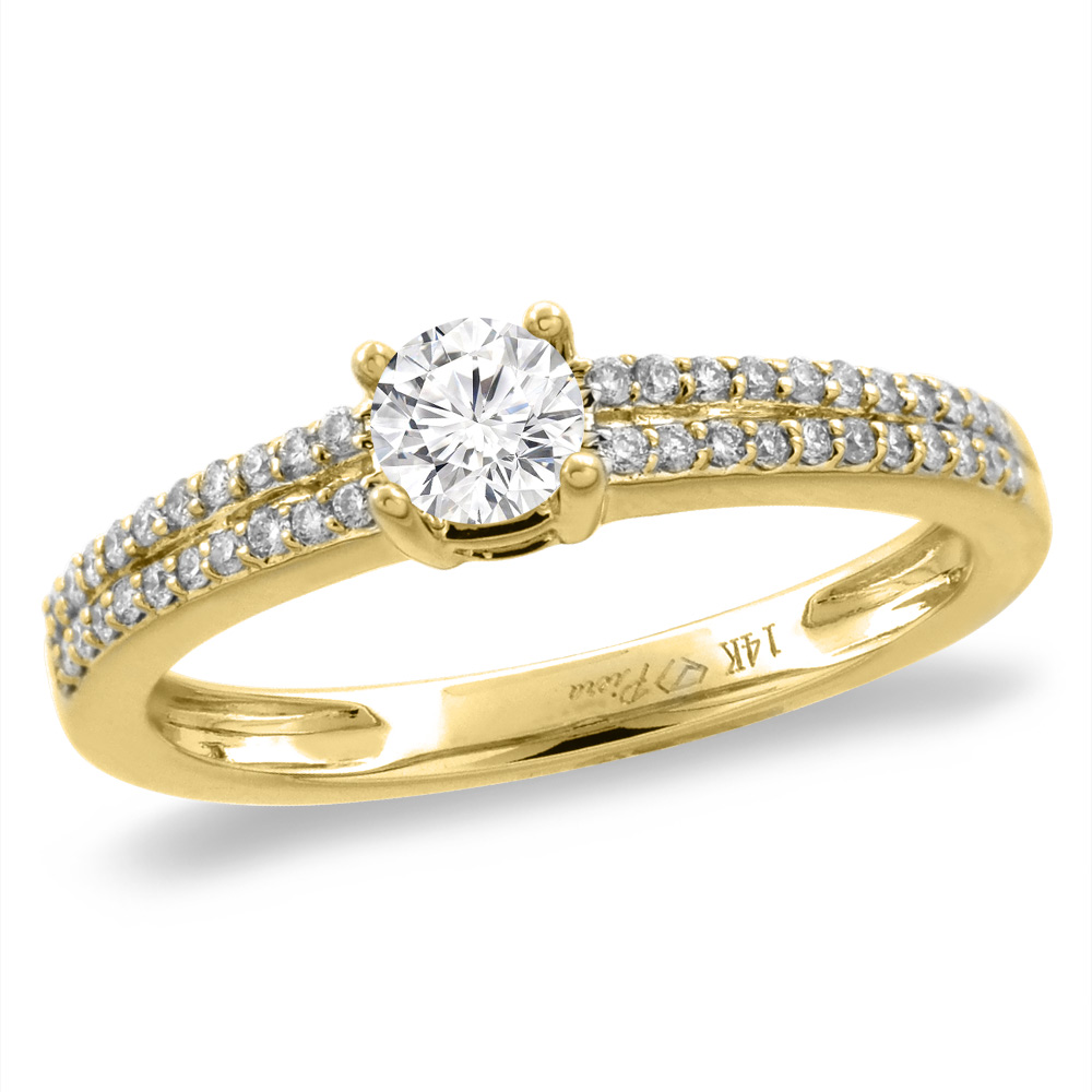 14K White/Yellow Gold 0.5 ct Cubic Zirconia Engagement Ring Round 5 mm, sizes 5-10