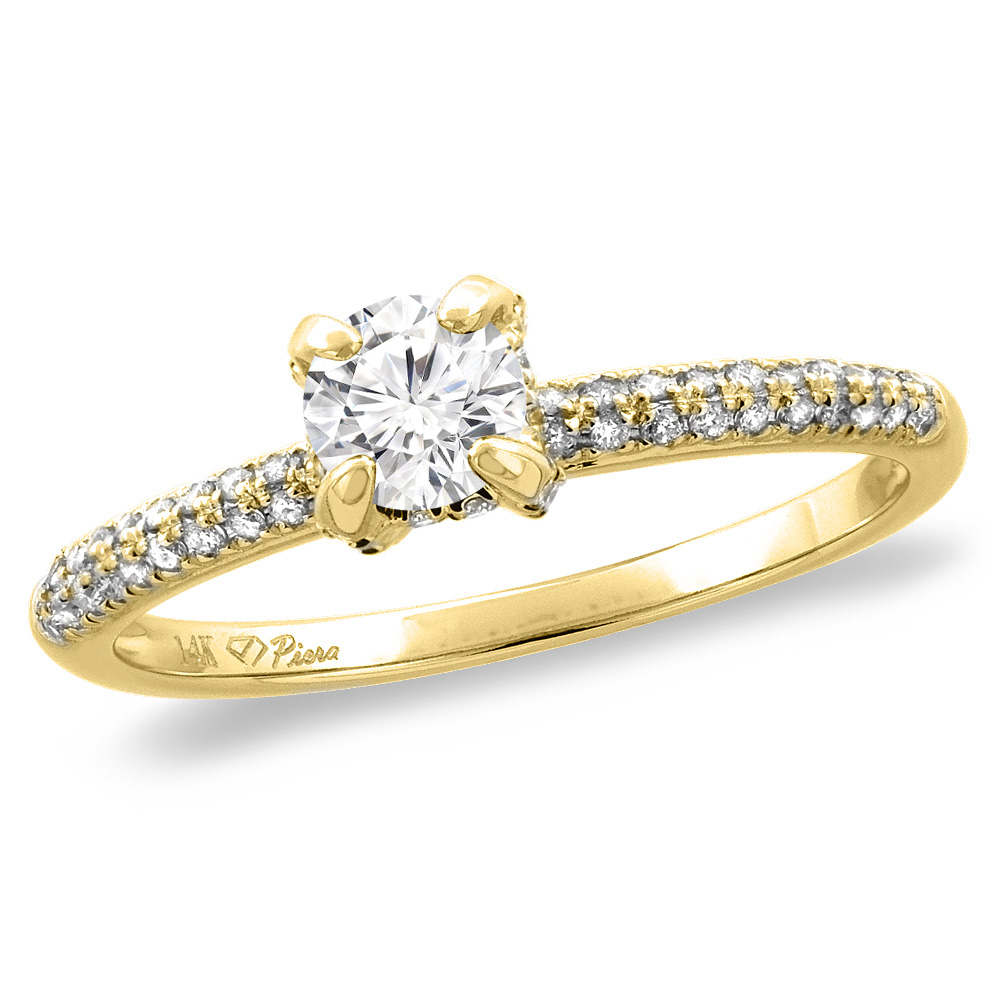 14K White/Yellow Gold 0.25 ct Cubic Zirconia Solitaire Engagement Ring Round 4 mm, sizes 5 -10