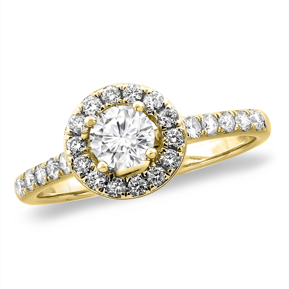 14K White/Yellow Gold 0.25 ct Cubic Zirconia Halo Engagement Ring Round 4 mm, sizes 5 -10