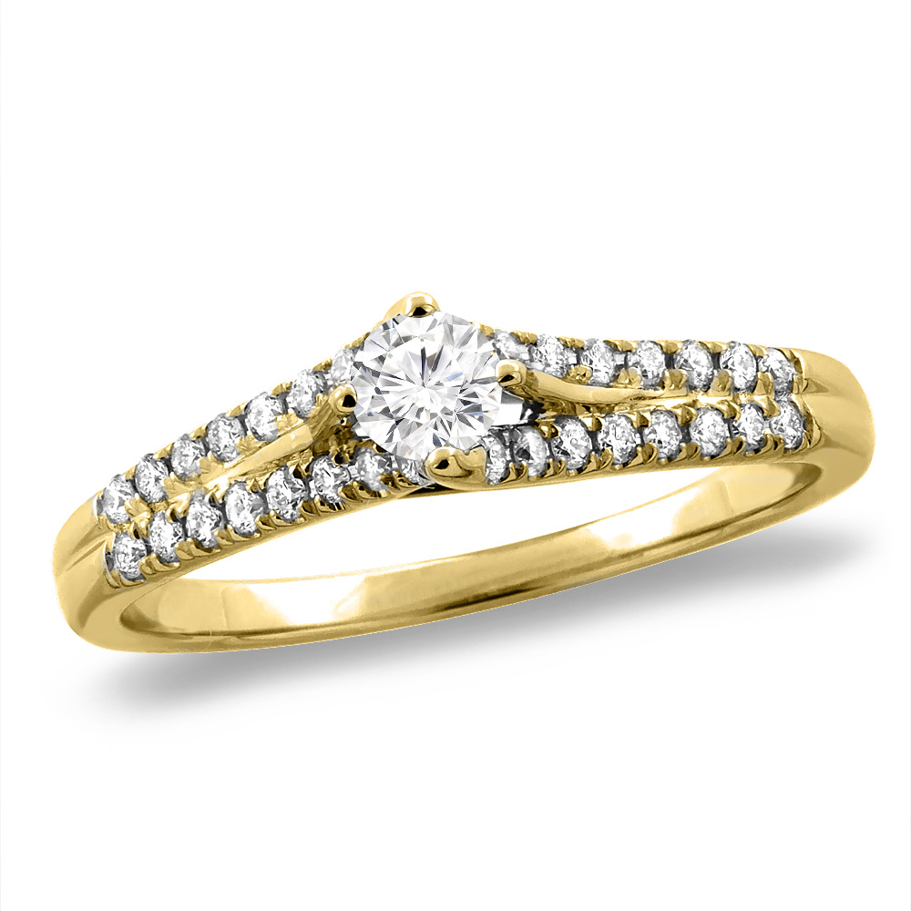 14K White/Yellow Gold 0.25 cttw Cubic Zirconia Engagement Ring Round 4 mm, sizes 5 -10