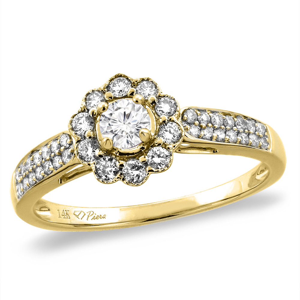 14K Yellow Gold 0.25 cttw Cubic Zirconia Engagement Ring Round 4 mm, sizes 5 -10