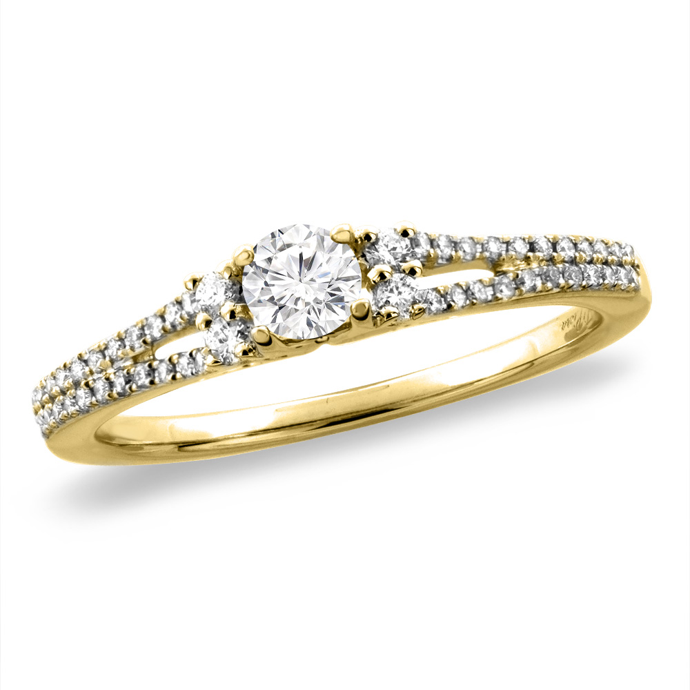 14K White/Yellow Gold 0.25 cttw Cubic Zirconia Engagement Ring Round 4 mm, sizes 5 -10