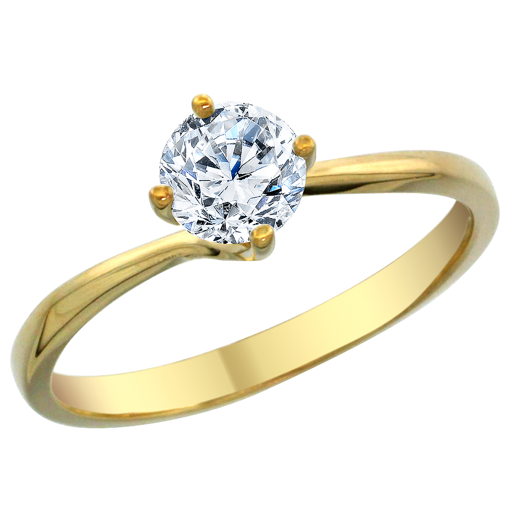 14K Yellow Gold Diamond Solitaire Ring Round 1.5cttw, sizes 5 - 10