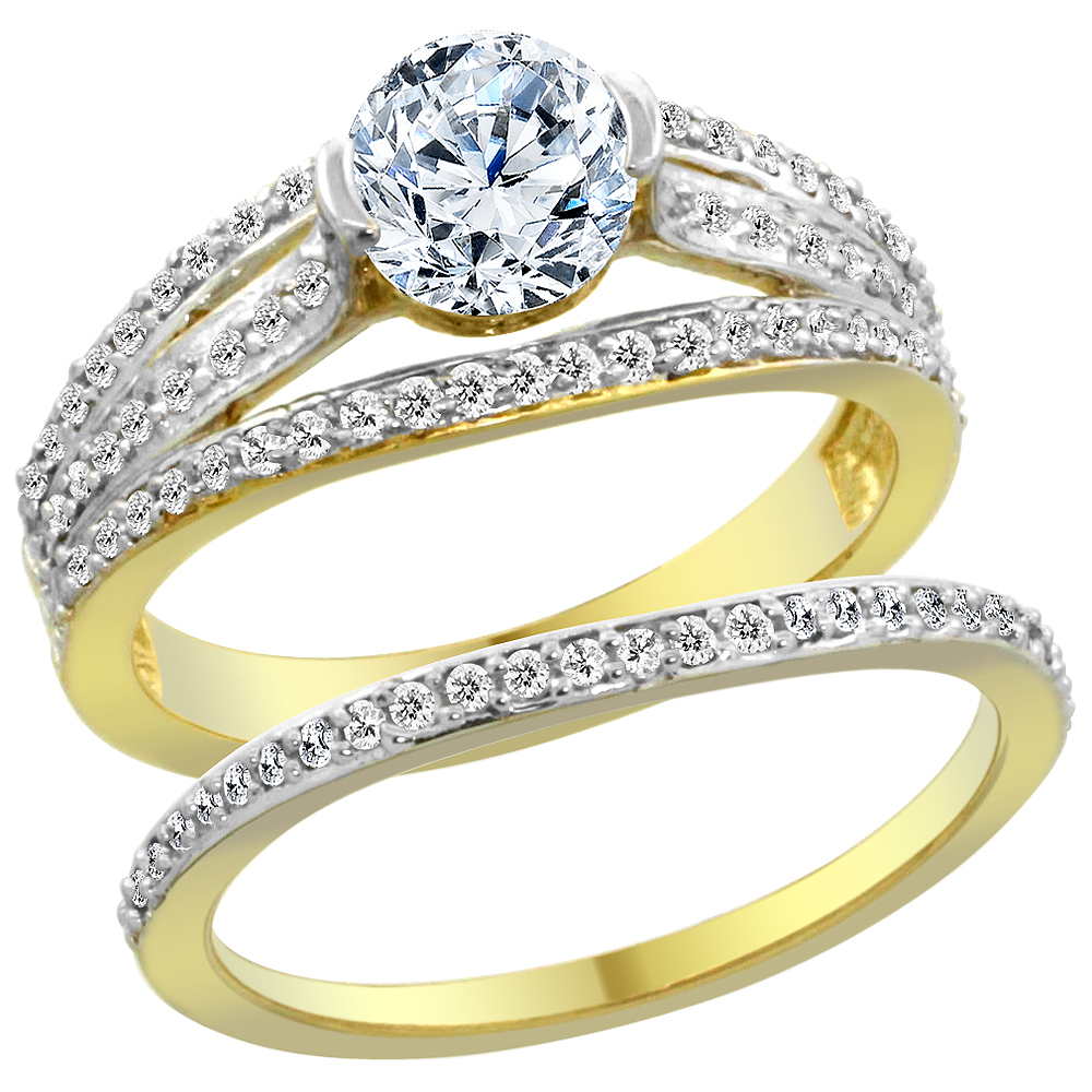 14K Yellow Gold Diamond 2-piece Engagement Ring Set 1.15ct, sizes 5 - 10