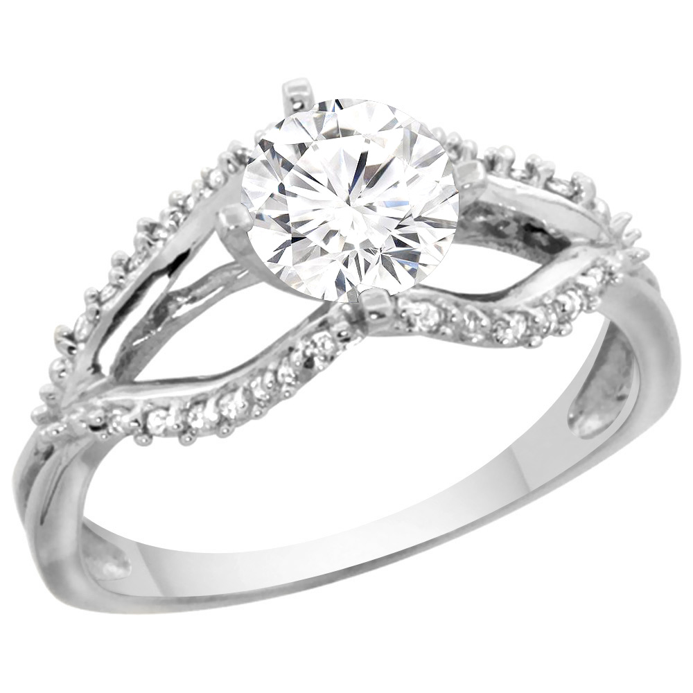 14k White Gold 0.87cttw Diamond Ring & Accents, 5/16 inch wide, sizes 5 - 10
