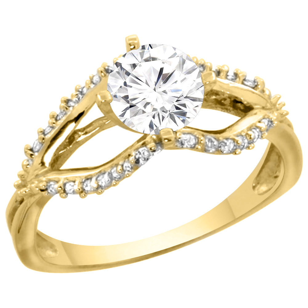 14k Yellow Gold 0.87cttw Diamond Ring & Accents, 5/16 inch wide, sizes 5 - 10
