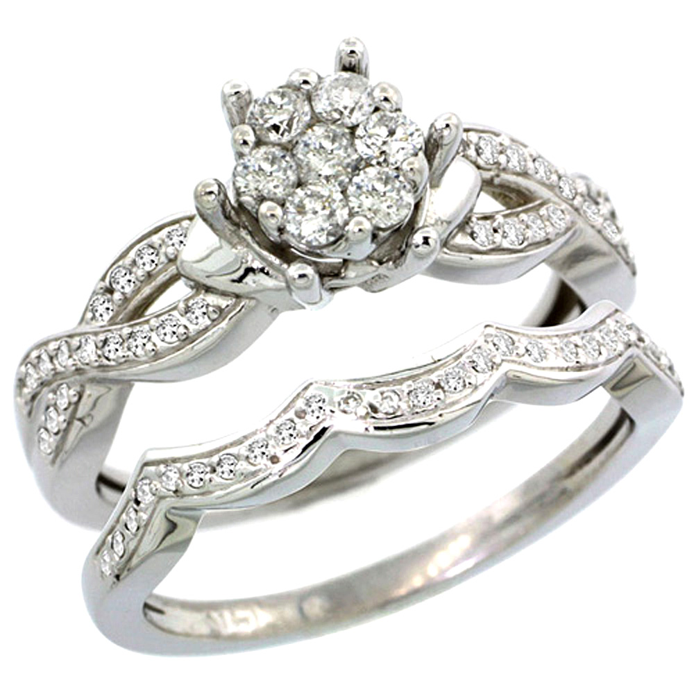 14k White Gold 2-Pc. Diamond Engagement Ring Set w/ 0.38 Carat Brilliant Cut ( H-I Color; VS2-SI1 Clarity ) Diamonds, 5/16 in. (8mm) wide